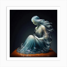 Woman In A Blue Dress 1 Art Print