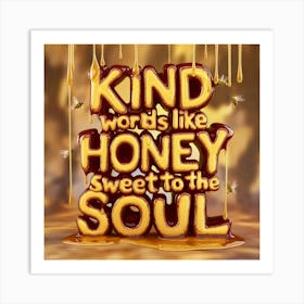 Sweet Words 3d Render Of Honey Dripped Typography With Whimsical Bees (1) Art Print