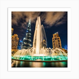 Burj Khalifa At Night Art Print