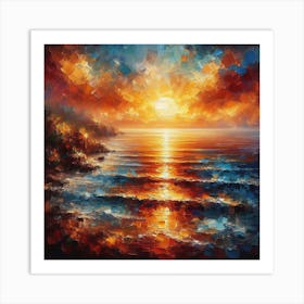 Sunset Over The Ocean Art Print