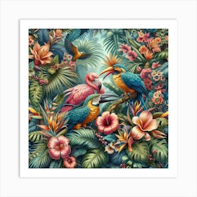 Parrot seamless pattern art 3 Art Print