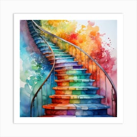 Rainbow Stair Painting Art Print