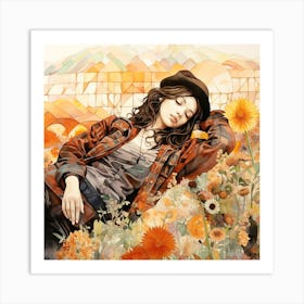 Girl In A Field Art Print