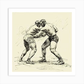 Two Wrestlers Fighting 1 Art Print