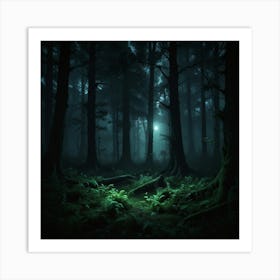 Dark Forest At Night 1 Art Print