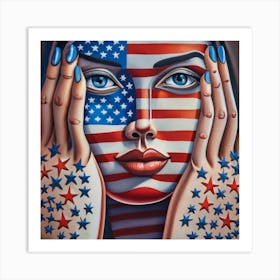 American Flag Face Art Print