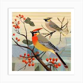 Bird In Nature Cedar Waxwing 3 Art Print