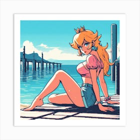 Peach beach season Art Print