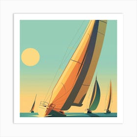 Sailboats In The Ocean 2 Art Print