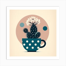 Scandinavian style, Blooming cactus in a cup 1 Art Print