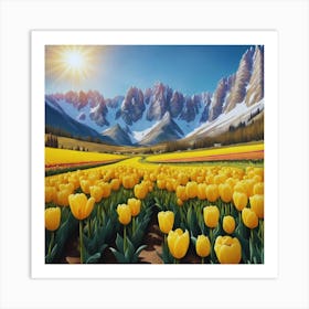 Tulips In The Mountains Art Print