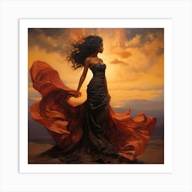 'The Woman In The Red Dress' Art Print