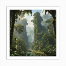 Jungle River paintings art print Art Print