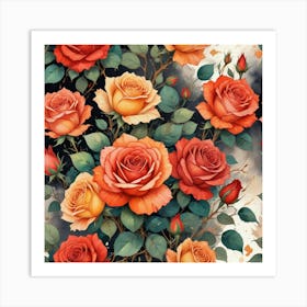 Roses Seamless Pattern 7 Art Print