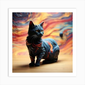 Abstract Cat Painting Art Print