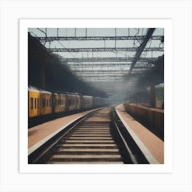 Train Station - Train Stock Videos & Royalty-Free Footage 2 Art Print