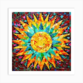 Mosaic Sun A Sun Created From A Mosaic Of Small Tiles 16 Art Print