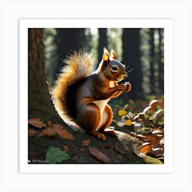 Squirrel In The Woods 37 Art Print