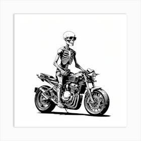 Skeleton Riding Motorcycle 1 Art Print