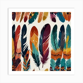 Colorful Feathers 3 Art Print