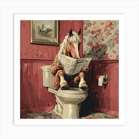 Horse Reading Newspaper Art Print