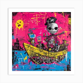 Skeleton In A Boat Art Print