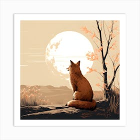 Fox In The Moonlight Art Print