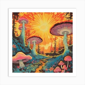 Trippy Shrooms Psychedelic Mushroom Print Art Print