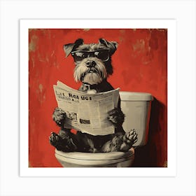 Dog Reading Newspaper 3 Art Print