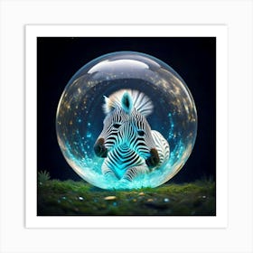 Firefly Bioluminescent Baby Zebra Sleeping In A Floating Bubble 46486 (2) Art Print