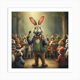 Rabbits In The Woods 5 Art Print