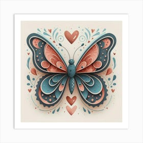 Butterfly With Hearts 1 Art Print