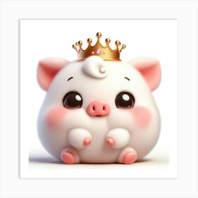 Cute Pig With Crown Art Print