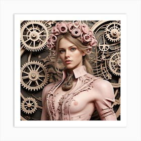 Steampunk Women's Elegant Fashion Cubism Style Art Print