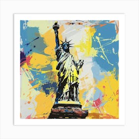 Statue Of Liberty Color Splatter Modern Art Print