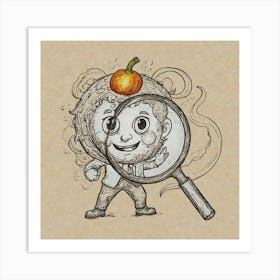 Pumpkin And A Magnifying Glass Art Print