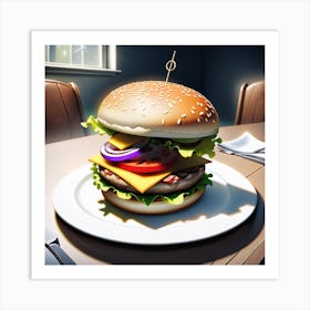 Hamburger On A Plate 27 Art Print