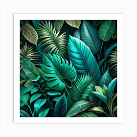 Tropical Jungle Leaves Background Art Print