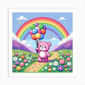 Teddy Bear With Balloons Art Print