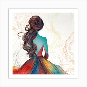 Woman In A Colorful Dress Art Print