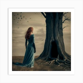 Woman In A Blue Dress 1 Art Print