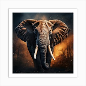 Elephant In The Forest Art Print