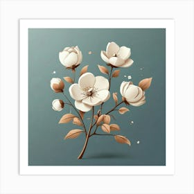 Cotton Flower branch, Vector art Art Print