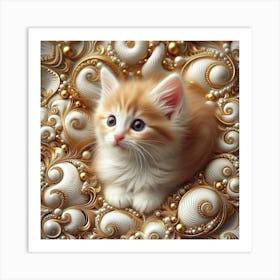 Cat In Pearls Art Print