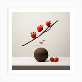 Artjuicebycsaba Chocolate Covered Strawbery Meets Japanese Zen 13 Art Print