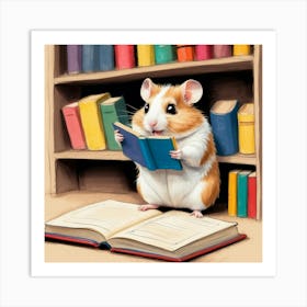 Hamster Reading Book 2 Art Print