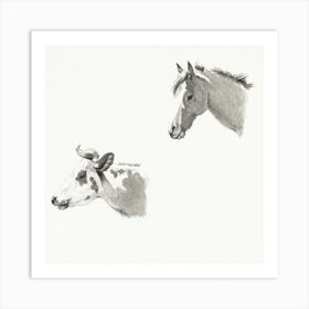 Head Of A Horse And The Head Of A Cow, Jean Bernard Art Print