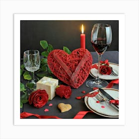 Valentine'S Day Table Setting Art Print