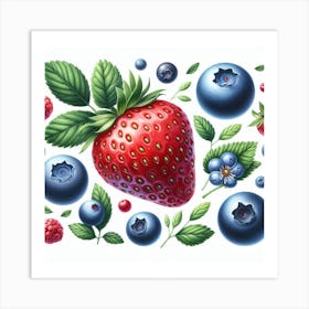 Strawberry and Blueberry 1 Art Print