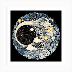 Moon And Stars 7 Art Print